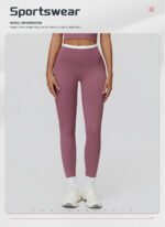European and American Cross-Border Nude Yoga Pants Threaded High-Waist Contrasting Color Tight Pants Women's Sports Running Fitness Wear - 画像 (3)