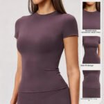 T-shirt de printemps à séchage rapide vêtements de yoga à manches courtes haut de fitness blouse extérieure sport de course à pied à manches courtes femme – Image 4