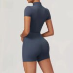 Europäischer und amerikanischer Sommer Reißverschluss Kurzarm Yoga Einteiler Women's Dance Fitness Tight-fit Sports One-piece Suit – Bild 3