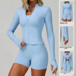 Reißverschluss Enges Laufsport-Top Atmungsaktive Nackte Fitness Jacke Training Schnelltrocknend Langärmelig Yoga Kleidung Women's – Bild 4