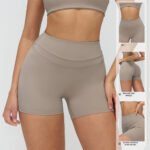 Europäische und amerikanische Schleifende Enge Yoga Shorts Elastische Hohe Taille Pfirsich Hüftstraffende Laufende Fitness Shorts – Bild 4