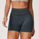 Calções de ioga sem costuras de cintura alta Calções para a anca Calças de ioga justas para desporto de corrida e fitness para mulher - Image 3