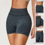 Calções de ioga sem costuras de cintura alta Calções para a anca Calças de ioga justas para desporto de corrida e fitness para mulher - Image 4