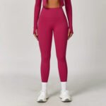 Europäische und amerikanische Running Naked Schnell trocknende Fitnesshosen Atmungsaktive Außenbekleidung Enge Sporthosen Hohe Taille Hüfte Yogahosen Women's – Bild 3