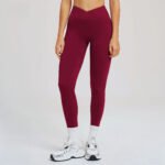 Nude High Waist Yoga Pants Cross Waist Fitness Yoga Pants Women's Outdoor Sports Running Tights – Bild 3
