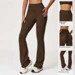 Europe et États-Unis jambe large serrée nue hip pantalon de yoga Bell danse taille haute micro pull pantalon de sport décontracté – Image 4