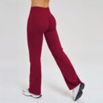 Pantalon évasé à taille haute pour femmes avec ceinture croisée, pantalon micro évasé à jambe large pour les sports de plein air décontractés – Image 3