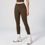 Europäische und amerikanische grenzüberschreitende nackte Yogahose mit hohem Bund und kontrastierender Farbe Enge Hose Damen Sport Laufen Fitness Kleidung – Bild 3