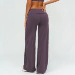 Gebürstete lange Hose mit umgeschlagener Taille, lockere Schlankheitshose mit weitem Bein für Outdoor-Laufsport, Damenhose mit weitem Bein – Bild 3