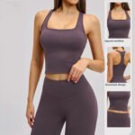 Schleifen I-Form Schöner Rücken Sportweste Damen Eng anliegend Schnell trocknend Lässig Laufen Fitness Top Yoga Kleidung – Bild 4