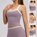 Grenzüberschreitende nackte Yoga-Weste mit kontrastierendem Farbausschnitt Schöner Rücken Fitnessbekleidung Oberbekleidung High-End Laufsport-BH – Bild 4