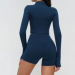 Veste de yoga zippée pour le sport de course à pied en extérieur, veste de fitness à manches longues pour femmes, vêtements de yoga à séchage rapide – Image 3