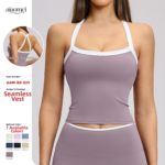 Grenzüberschreitende nackte Yoga-Weste mit kontrastierendem Farbausschnitt Schöner Rücken Fitnessbekleidung Oberbekleidung High-End Laufsport-BH – Bild 2
