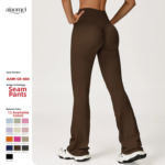 Europe et États-Unis jambe large serrée nue hip pantalon de yoga Bell danse taille haute micro pull pantalon de sport décontracté – Image 2