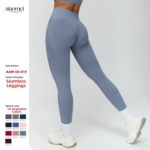 Calças de ioga de cintura alta personalizadas com cintura com nervuras, calças de fitness de controlo da barriga para mulheres, adequadas para correr e usar ao ar livre - Image 2