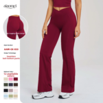 Pantalon évasé à taille haute pour femmes avec ceinture croisée, pantalon micro évasé à jambe large pour les sports de plein air décontractés – Image 2