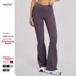 Calças de ioga de cintura alta de lixamento transfronteiriço Calças de ioga de cintura alta apertadas de perna larga Calças de sino Corrida Desporto Fitness Micro-calças - Image 2