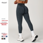 Grenzüberschreitende nahtlose sandfarbene Yogahose Hohe Taille Hüfte Enge Hose Laufen Sport Fitness Yogahose Damen – Bild 2