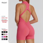 printemps sports de haute intensité beauty back yoga jumpsuit zipper nude feeling tight one-piece fitness suit female – Image 2