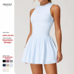 Cloud Sense Fake Two-piece Vertical Collar dress Outdoor Running Anti-running Light Base A- line Skirt Tennis Skirt – Image 2
