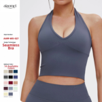 Soutien de ioga respirável com costas penduradas no pescoço Soutien de ioga europeu e americano sem costuras Roupa interior desportiva feminina de verão à prova de choque Top de fitness - Image 2