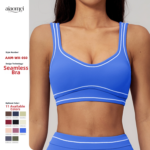 Kontrastfarbener gebürsteter Yoga-BH High-End U-förmiger schöner Rücken Sport-BH Running Fitness Yoga Wear – Bild 2