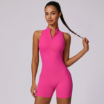 printemps sports de haute intensité beauty back yoga jumpsuit zipper nude feeling tight one-piece fitness suit female