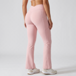 Pantalon évasé à taille haute pour femmes avec ceinture croisée, pantalon micro évasé à jambe large pour les sports de plein air décontractés