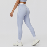 Calças de ioga nuas, europeias e americanas, de cintura alta, com rosca, de cores contrastantes, justas, desportivas e de fitness para mulheres