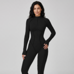 Cross-Border Color Contrasting Stand-Up Collar Jumpsuit Half-Zip All-In-One Fitness Clothing Women's High-Intensity Sports Yoga Clothing