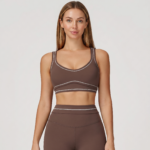 Soutien-gorge de yoga brossé de couleur contrastée Soutien-gorge de sport en forme de U avec un dos magnifique pour la course à pied, le fitness et le yoga