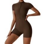 Europäischer und amerikanischer Sommer Reißverschluss Kurzarm Yoga Einteiler Women's Dance Fitness Tight-fit Sports One-piece Suit – Bild 6