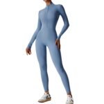 Combinaison une pièce de yoga à manches longues avec fermeture à glissière européenne et américaine Combinaison une pièce pour les sports de fitness à haute intensité – Image 6