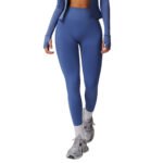 Calças de ioga de cintura alta personalizadas com cintura com nervuras, calças de fitness de controlo da barriga para mulheres, adequadas para correr e usar ao ar livre - Image 6