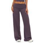 Gebürstete lange Hose mit umgeschlagener Taille, lockere Schlankheitshose mit weitem Bein für Outdoor-Laufsport, Damenhose mit weitem Bein – Bild 6