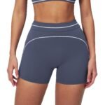 Calções de desporto de cintura alta transfronteiriços europeus e americanos, calções de ioga casuais com bloqueio de cores, calções de fitness de corrida ao ar livre - Image 6
