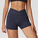 Cross-Border Nude High-Waisted Yoga Shorts Cross-Waist Tight Yoga Pants Outdoor Running and Cycling Sports Pants