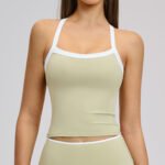 Cross-Border Nude Yoga Vest with Contrasting Color Cut Out Beautiful Back Fitness Wear Outer Wear High-End Running Sports Bra