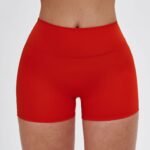 European and American brushed tight yoga shorts women's high waist belly contracting fitness pants hip lifting running sports shorts - 画像 (2)