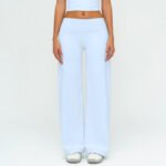 Women's Brushed Fleece Loose Wide-Leg Pants with Fold-Over Waistband – Slimming Fit Joggers for Running & Outdoor Sports