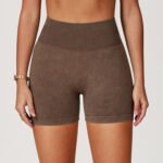 Cross-border Seamless Sandy Yoga Shorts High Waist Hip Shorts Tight Running Sports Fitness Yoga Pants Women's