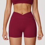 Cross-Border Nude High-Waisted Yoga Shorts Cross-Waist Tight Yoga Pants Outdoor Running and Cycling Sports Pants - Image 2