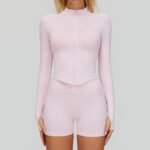 Processed and Customized Stand-Up Collar Zipper Yoga Jacket Women's Tight-Fitting Quick-Drying Yoga Clothing Outdoor Fitness Sports Top - Image 4