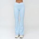 High-Waisted Flared Pants for Women with Cross Waistband, Wide-Leg Micro-Flared Pants for Outdoor Casual Sports - 画像 (5)