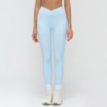 Nude High Waist Yoga Pants Cross Waist Fitness Yoga Pants Women's Outdoor Sports Running Tights - Image 3