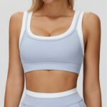 Cross-Border Nude Fake Two-Piece Sports Bra Threaded Contrasting Color Yoga Bra Running Fitness Sports Bra - Image 3