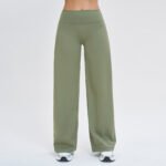 Women's Brushed Fleece Loose Wide-Leg Pants with Fold-Over Waistband – Slimming Fit Joggers for Running & Outdoor Sports - 画像 (5)