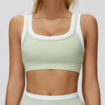 Cross-Border Nude Fake Two-Piece Sports Bra Threaded Contrasting Color Yoga Bra Running Fitness Sports Bra - Image 4