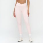 Nude High Waist Yoga Pants Cross Waist Fitness Yoga Pants Women's Outdoor Sports Running Tights