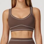 Contrasting Color Brushed Yoga Bra High-End U-Shaped Beautiful Back Sports Bra Running Fitness Yoga Wear - 画像 (3)